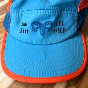 Run Steep Get High Athletic Cap - Bright Blue with Orange Trim